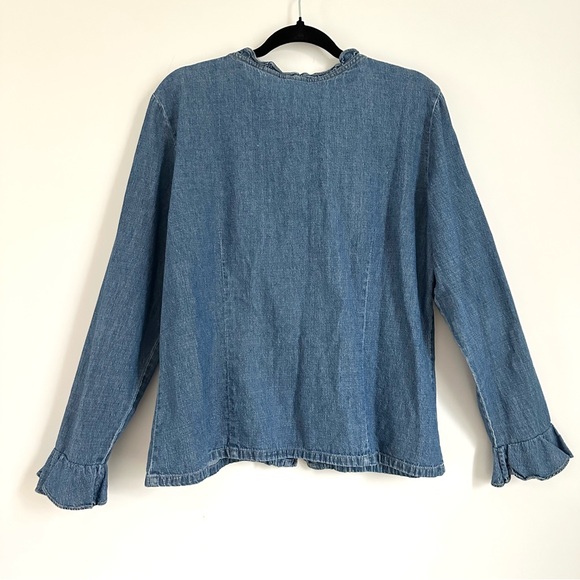 VINTAGE Ruffled Denim Blouse - Picture 5 of 9